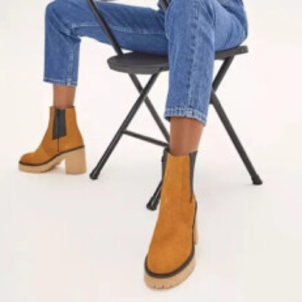 Free People Mustard Suede James Chelsea Boots